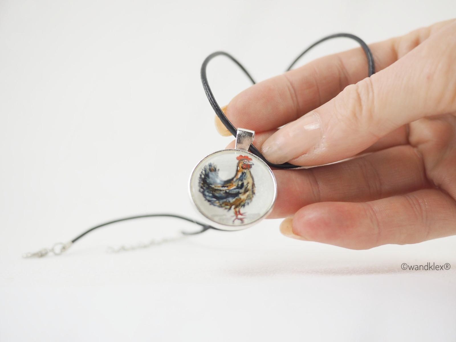 Miniatur-Aquarell handgemalt Motiv Huhn mehrere Materialvarianten 10