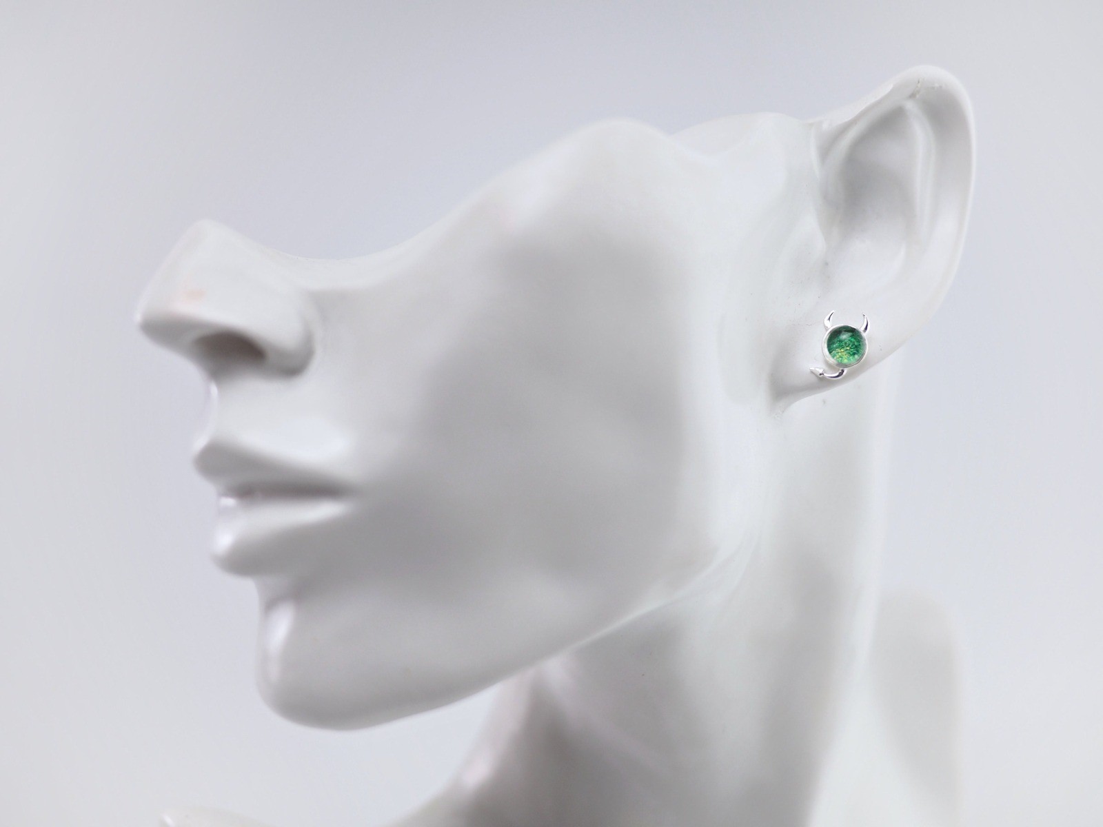 Teufels Galaxien handgemalt mehrere Farben Echtsilber-Ohrringe Original Aquarell in Sterling Silber mit Teufelshörnern Ohrstecker 5