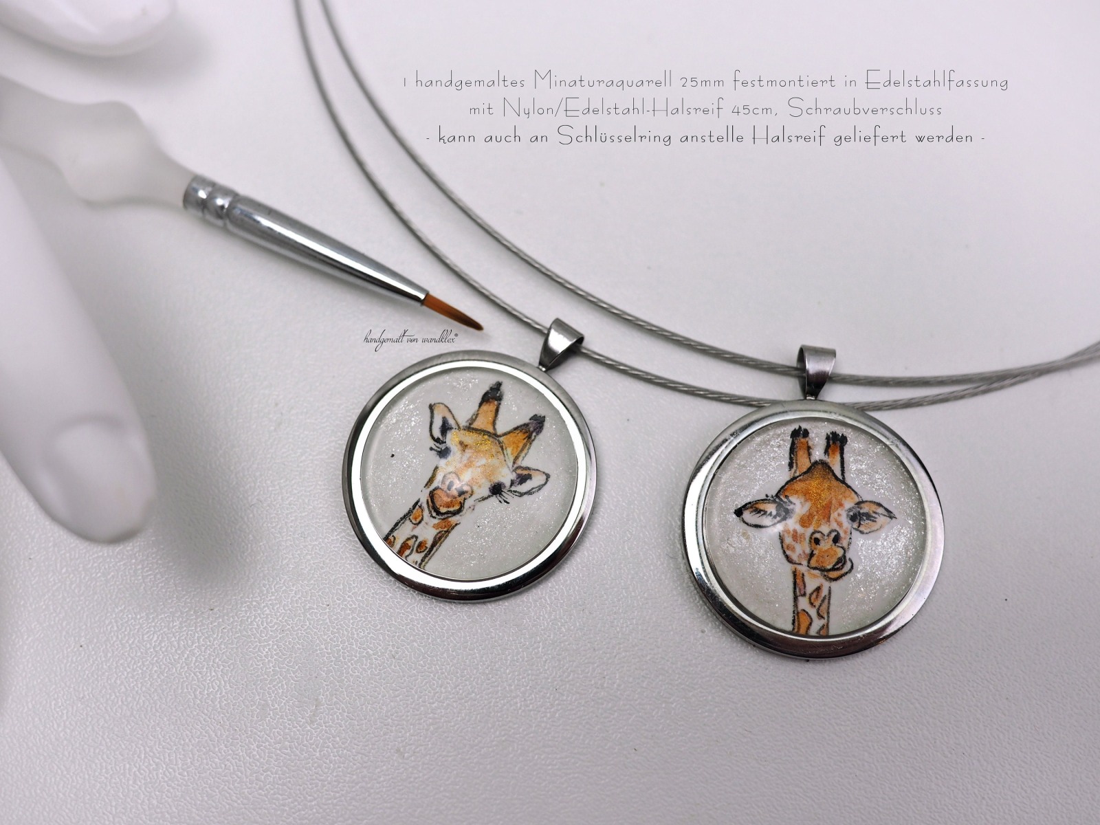 handgemalt Giraffen Miniaturen, Original Aquarell , mehrere Fassungen zur Auswahl, auch für