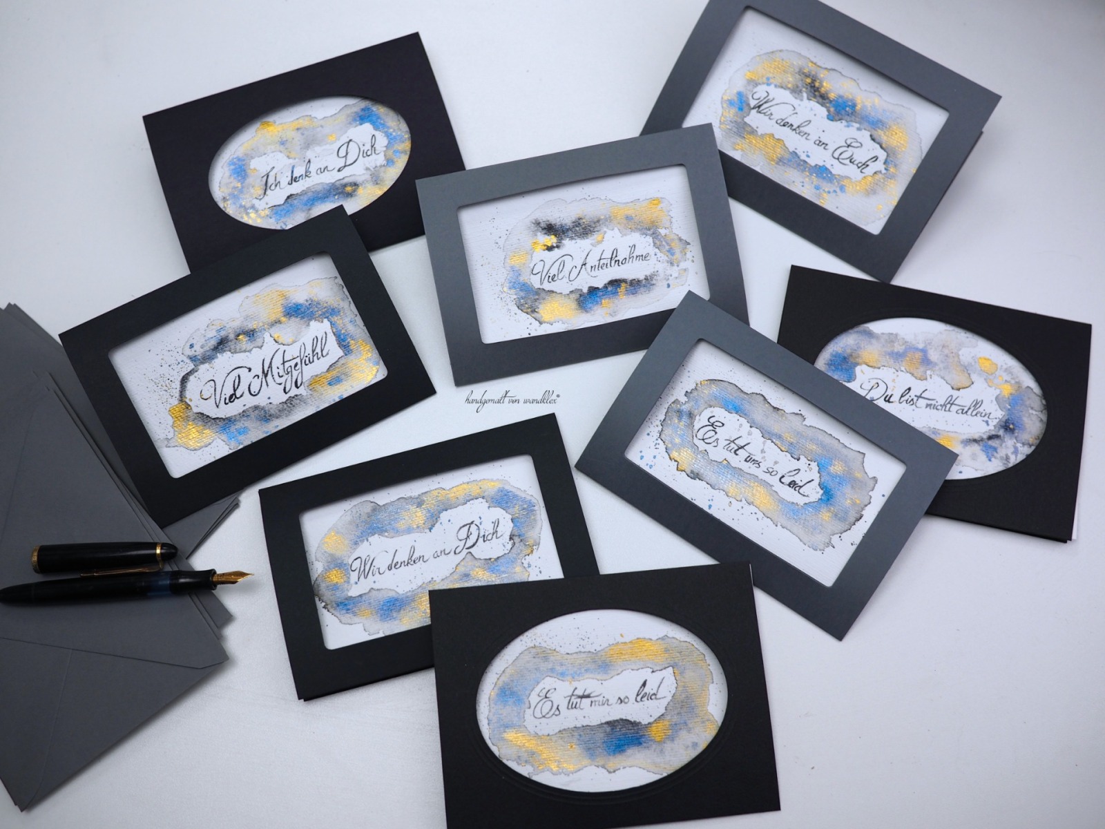 Trauerkarten handgemalt Kondolenzkarten Original Aquarelle auf Echtbüttenpapier stilvolle