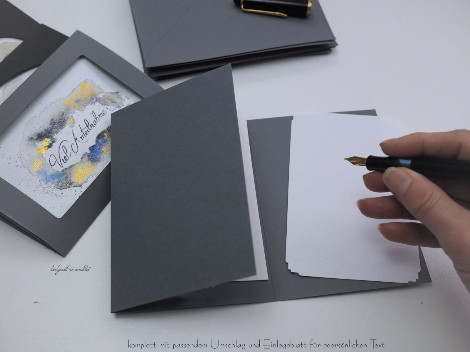 Trauerkarten handgemalt Kondolenzkarten Original Aquarelle auf Echtbüttenpapier stilvolle