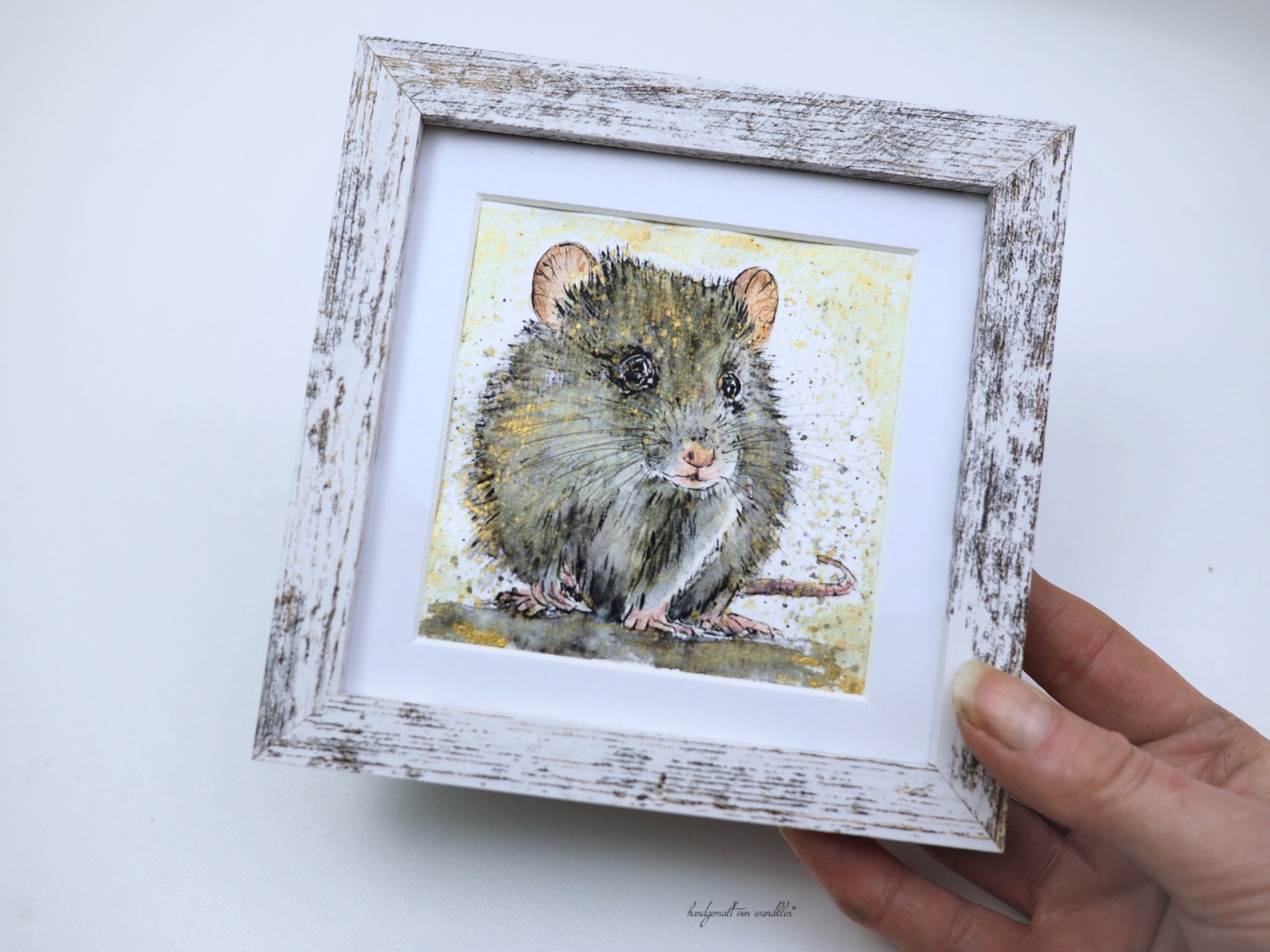 Kleine Ratte, Illustration handgemalt, gerahmt 3