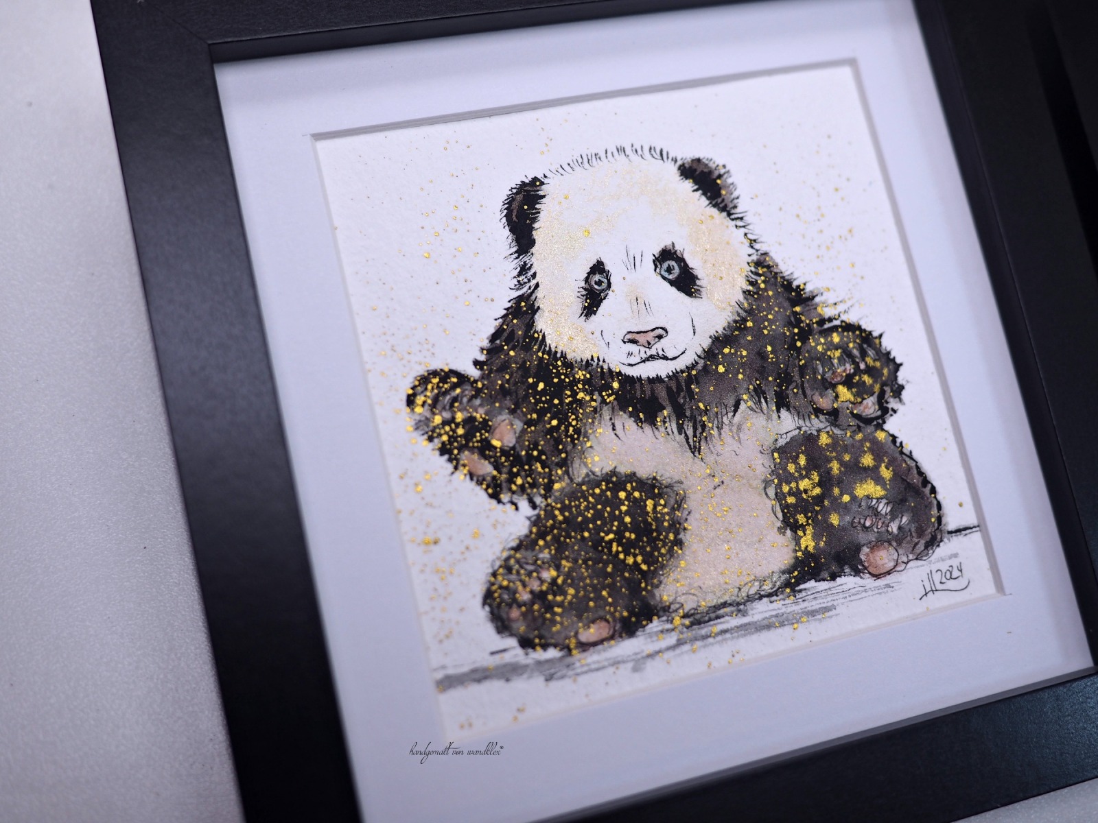 Panda Babys, Illustration handgemalt, gerahmt in Minirahmen 4