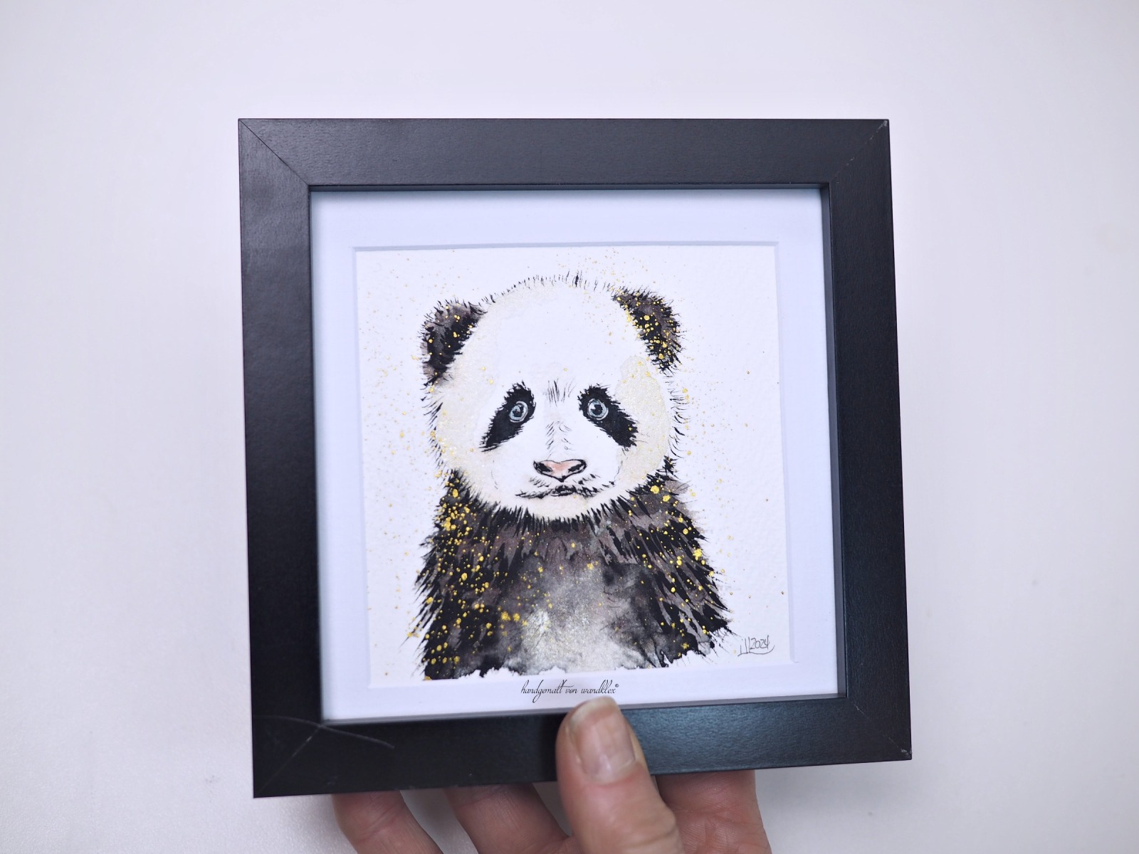 Panda Babys, Illustration handgemalt, gerahmt in Minirahmen 5