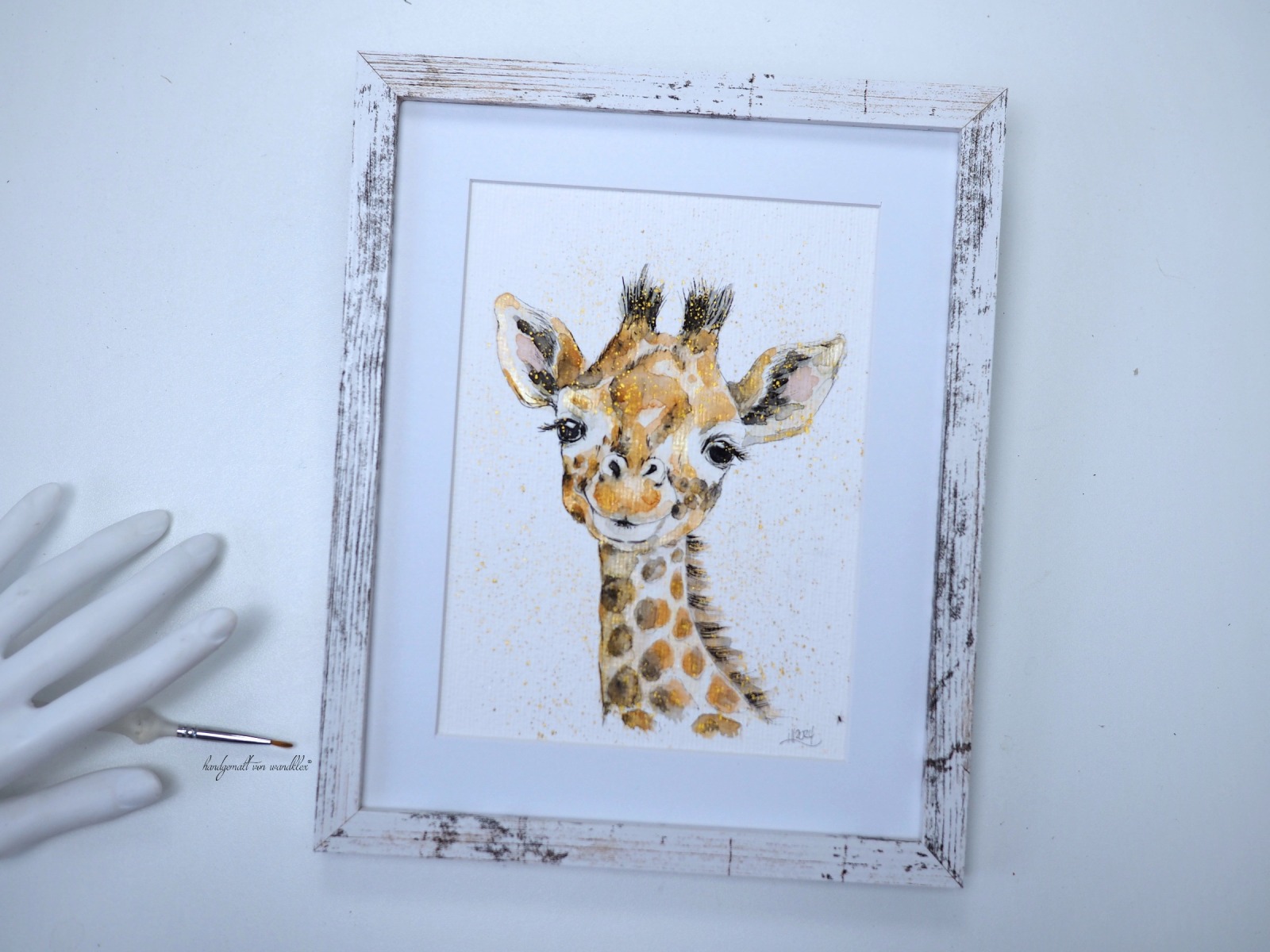 Junge Giraffe Emil, Illustration handgemalt, gerahmt 7
