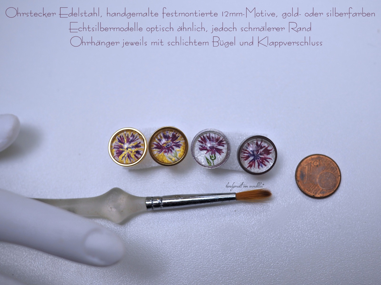 handgemalt Purpur-Kornblumen-MIniaturenedition, Originalaquarell mehrere Varianten 4