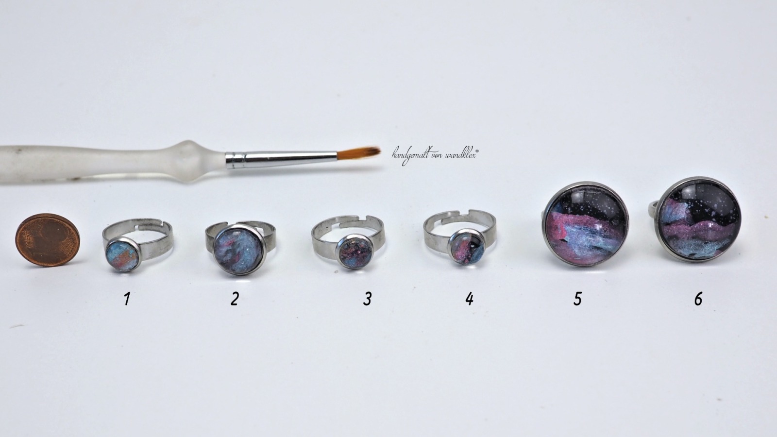 6 verschiedene Sets Auswahl: Galaxien blau/rosa/silber stilisiert, Sets aus Halsschmuck,Ohrschmuck