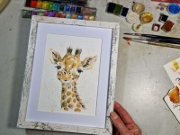 Junge Giraffe Emil, Illustration handgemalt, gerahmt 9