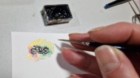 Druckknopfmotiv Buntfug-Motorrad handgemalte 20mm-Miniatur mit Edelstahl-Gliederarmband mit