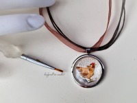 Miniatur-Aquarell handgemalt Motiv Huhn, mehrere Materialvarianten