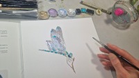 Libelle Aquarell gerahmtes handgemalte Original, Tierbild, Einzelstück 4
