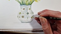 Osterglocken/Narzissenstrauß, Aquarell gerahmtes handgemalte Original, Blumen Einzelstück,