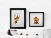 Eichhörnchen-Illustrationen Friedhelm und Friederike, Aquarelle, gerahmte handgemalte Originale,