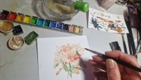 Feuerlilie Illustration handgemalt, gerahmt in Minirahmen 3