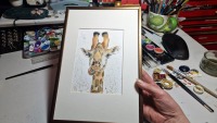 Giraffe Alma, Illustration handgemalt, gerahmt auf 20x30cm 7