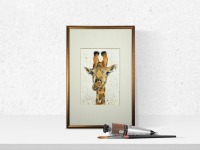 Giraffe Alma, Illustration handgemalt, gerahmt auf 20x30cm 8