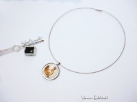 Miniatur-Aquarell handgemalt Motiv Huhn, mehrere Materialvarianten 8