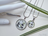 handgemalt Panda Miniaturen, Original Aquarell , mehrere Fassungen zur Auswahl, auch für