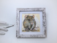 Kleine Ratte, Illustration handgemalt, gerahmt