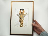 Giraffe Alma, Illustration handgemalt, gerahmt auf 20x30cm 4