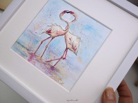 Flamingos Schorsch und Toni Aquarell gerahmtes handgemalte Original, Einzelstück 9
