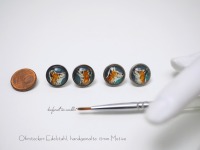 Handgemalte Fuchs-Miniatur, in Edelstahl gefasst 2