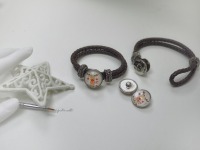 Elch-Edition Armband aus geflochtenem elchbraunem Leder, Motiv zum Wechseln Druckknopfsystem 3