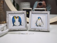 Pinguin Illustration handgemalt, gerahmt in MInirahmen