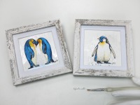 Pinguin Illustration handgemalt, gerahmt in MInirahmen 3