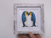 Pinguin Illustration handgemalt, gerahmt in MInirahmen 5
