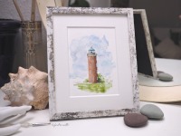 Leuchtturm Bei der Alten Liebe Cuxhaven Hamburger Leuchtturm Illustration handgemalt, gerahmt
