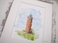Leuchtturm Bei der Alten Liebe Cuxhaven Hamburger Leuchtturm Illustration handgemalt, gerahmt 7