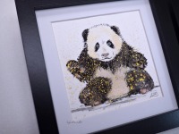 Panda Babys, Illustration handgemalt, gerahmt in Minirahmen 4