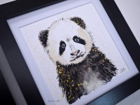 Panda Babys, Illustration handgemalt, gerahmt in Minirahmen 6