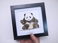 Panda Babys, Illustration handgemalt, gerahmt in Minirahmen 3
