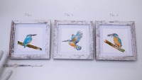 Eisvogel Illustration handgemalt, gerahmt in Minirahmen 11