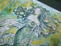 Mermaid Esmeralda Illustration, gerahmte aufwändige Originalarbeit, Aquarell 10