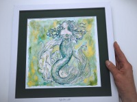 Mermaid Esmeralda Illustration, gerahmte aufwändige Originalarbeit, Aquarell 8