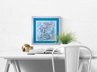 Mermaid Hedwig Illustration, gerahmte aufwändige Originalarbeit, Aquarell 10
