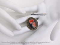 handgemaltes Mohnblumenmotiv, Originalaquarell, gefasst in Edelstahl, 925 Sterling Echtsilber oder