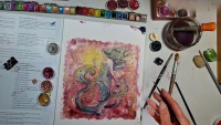 Mermaid Zoe Illustration, gerahmte aufwändige Originalarbeit, Aquarell 6