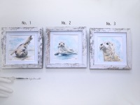 Robben Illustration handgemalt, gerahmt in Minirahmen 2