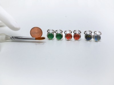 Krebs-Galaxien handgemalt mehrere Farben Echtsilber-Ohrstecker Original Aquarell in 925 Sterling Silber Krabbe