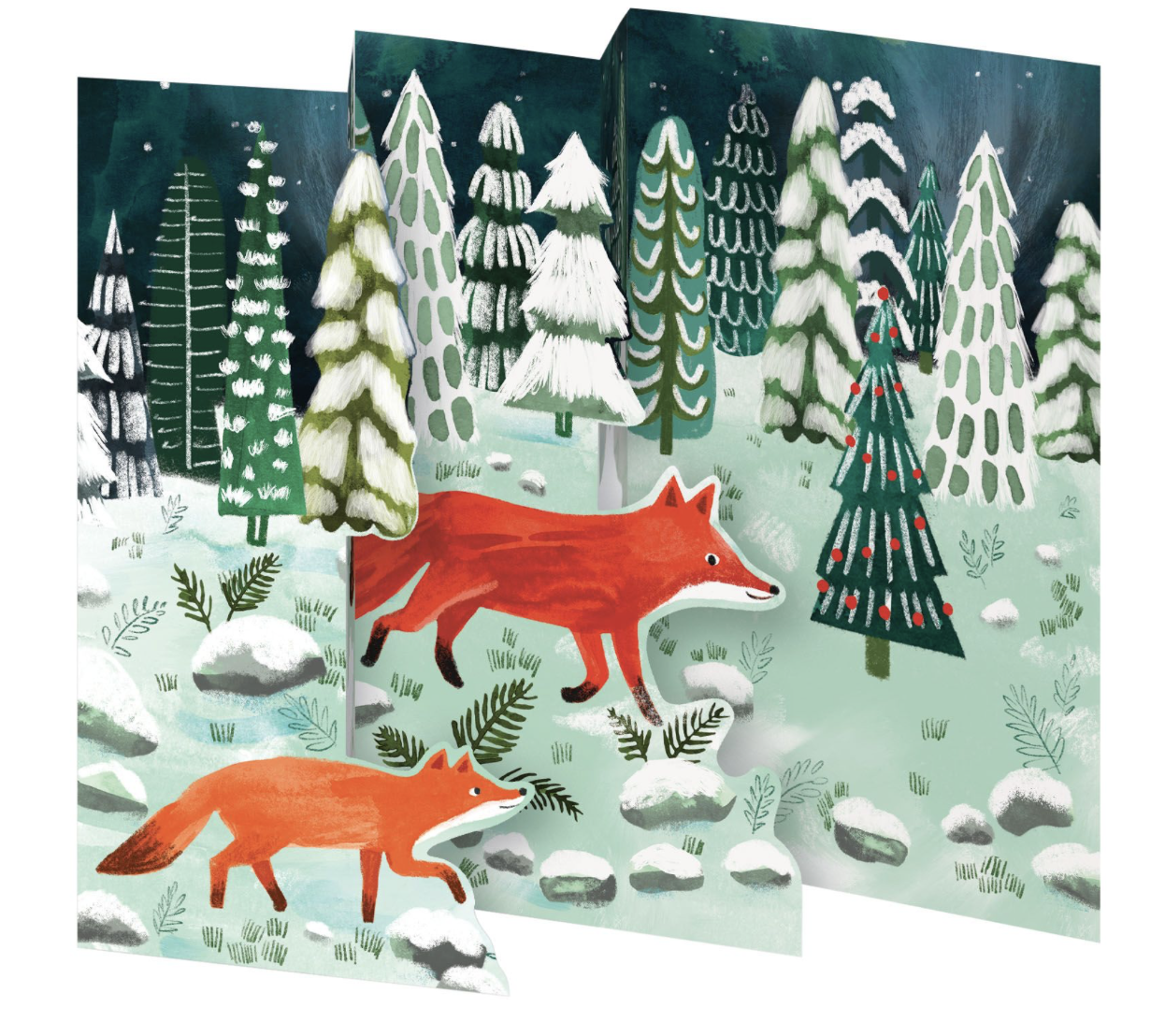 Running Foxes Tri-fold Card Pack 2