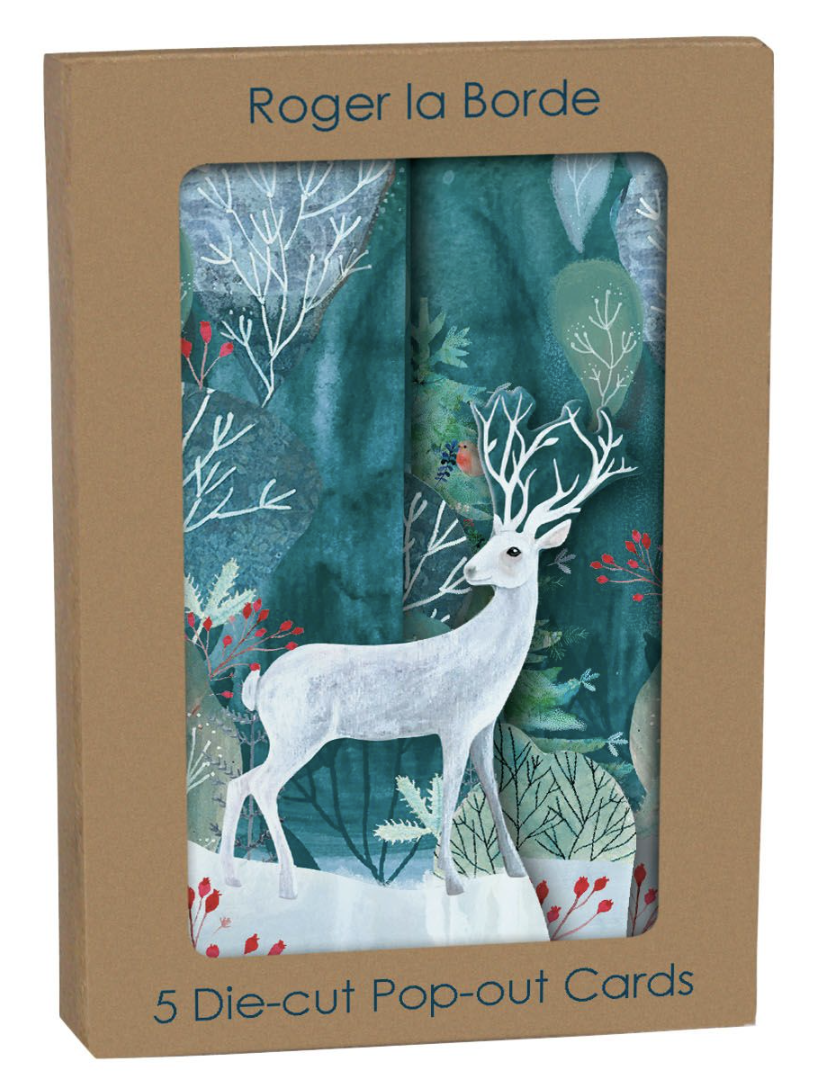 Silver Stag Foil Trifold Card Pack