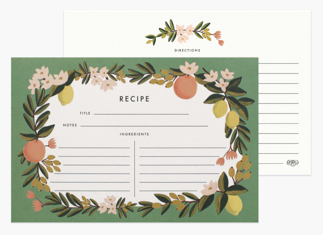 Citrus Floral Recipe Cards 4
