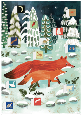Running Foxes Advent Calendar Card - Roger la Borde