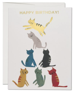 Gold Kitty Card - Red Cap Cards