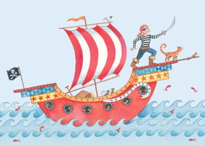 Piratenboot Postkarte - Captain Card