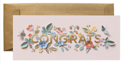 Cut Paper Congrats Long Card - Greeting Card
